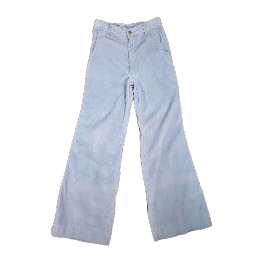 Vintage Pentimento Womens Baby Blue Hi-rise Corduroy Pants Size 13 Flare 28×34